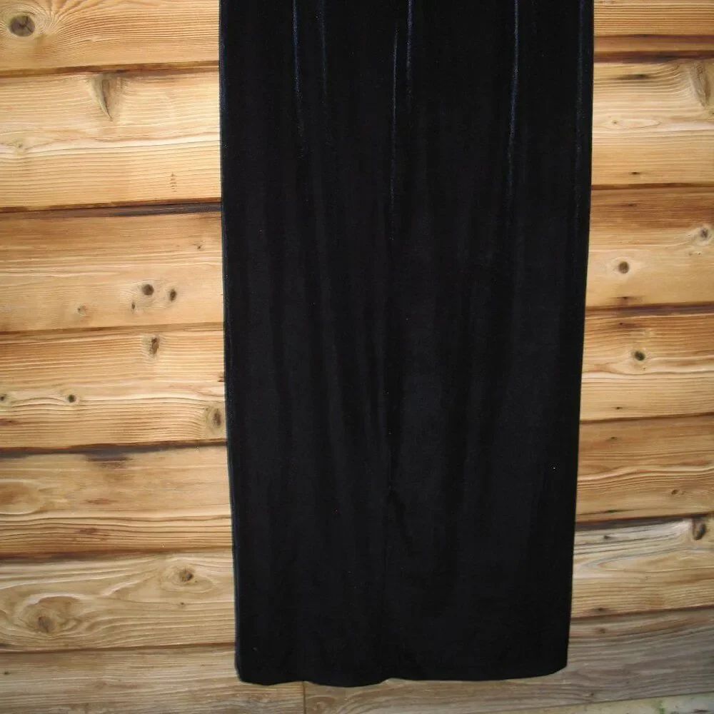 NWT Betsy & Adam PLUS "CAROLINA" LONG VELVET V-NECK SEQUIN SLEEVE DRESS Navy - Picture 12 of 13